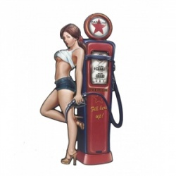 Plaque métale Gasoline Pinup