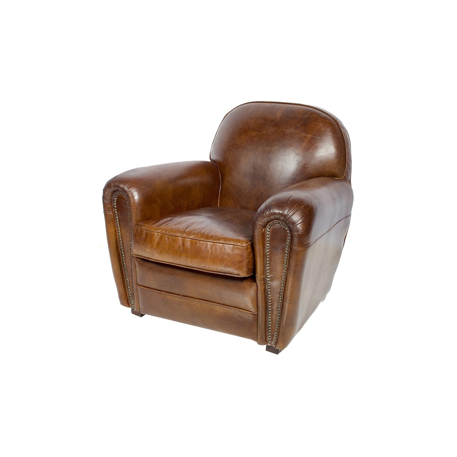 Fauteuil Club Abbott Cigare en Cuir Marron en vente sur Pamono